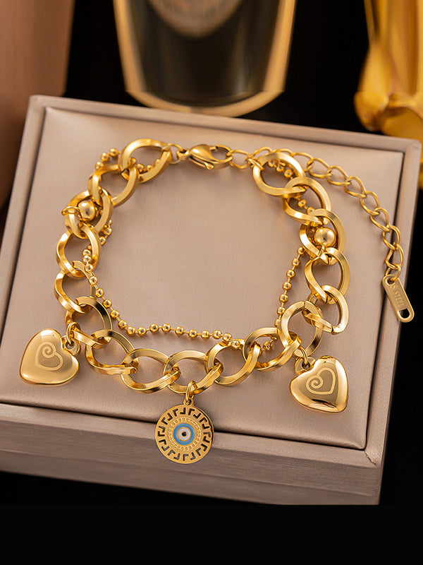 Adjustable Chains Geometric Heart Shape Bracelet Accessories