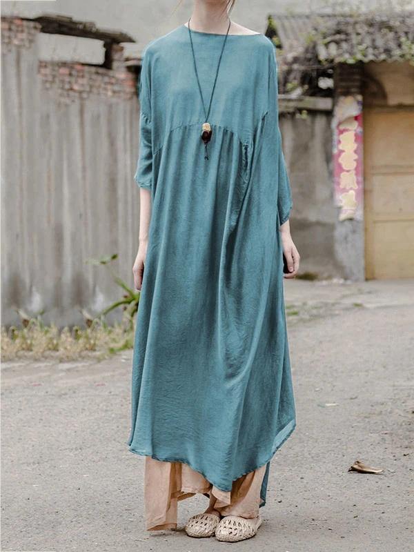 Vivid o neck Batwing Sleeve clothes Women design blue Traveling Dresses