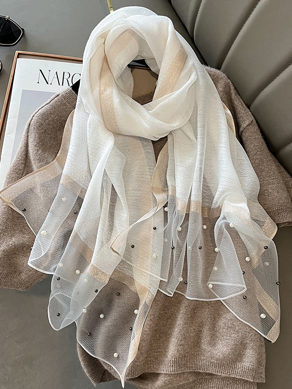 Sun-Protection Beaded See-Through Shawl&Scarf