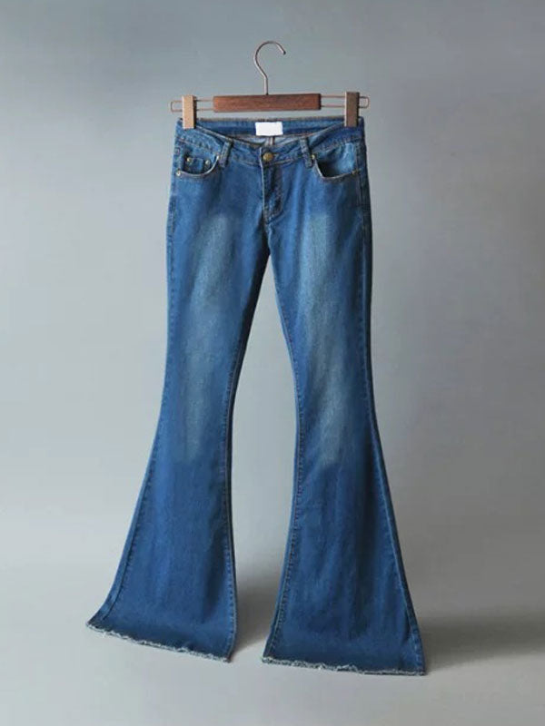 Jeans For Women Fashion Bell Bottoms Zipper Fly Button Fly Blue Denim Pants