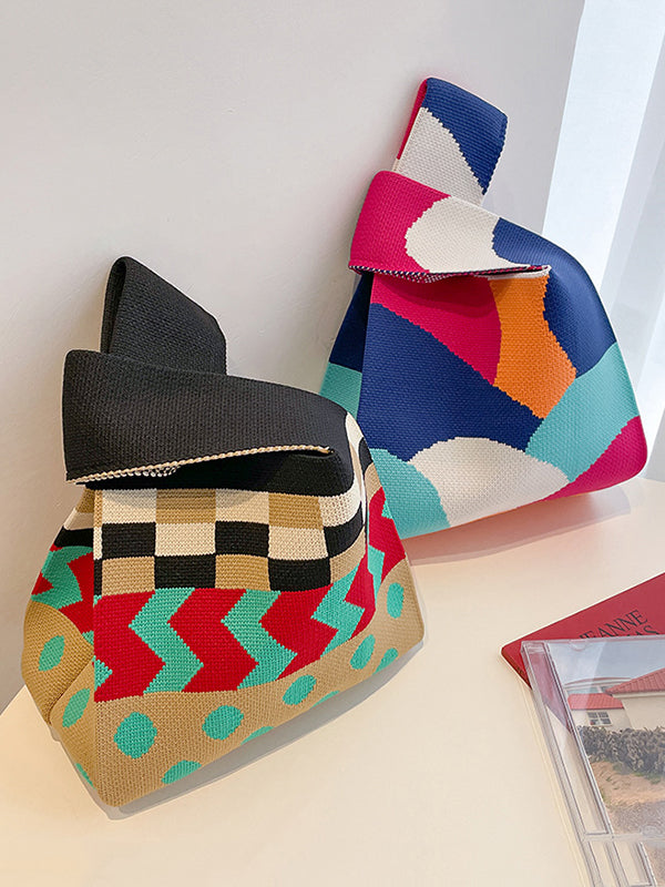 Contrast Color Striped Bags Handbags