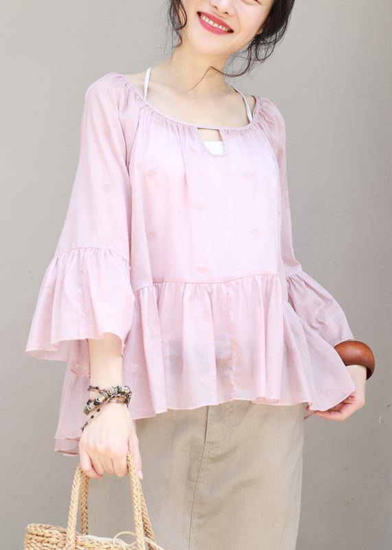 Women cotton Long Shirts boutique Summer Pleated Hem Loose Casual Blouse