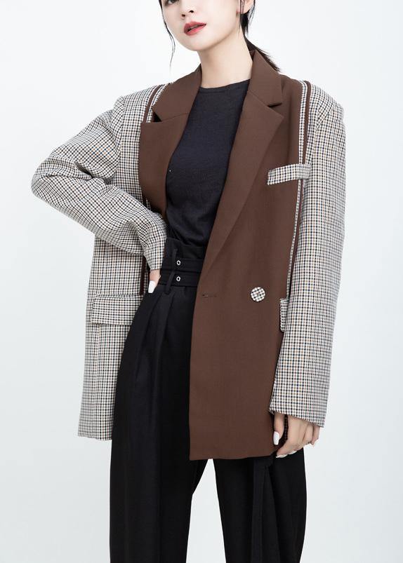 Women Fashion patchwork coats khaki Art outwear