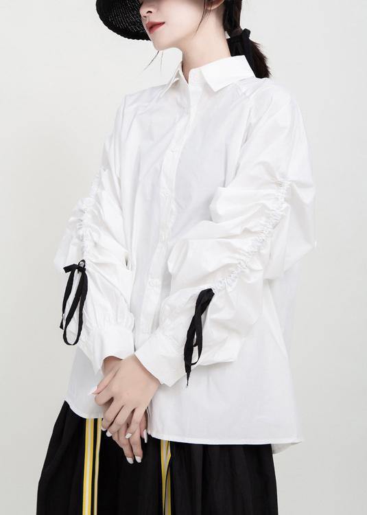 Women drawstring cotton fall clothes Tutorials white shirts