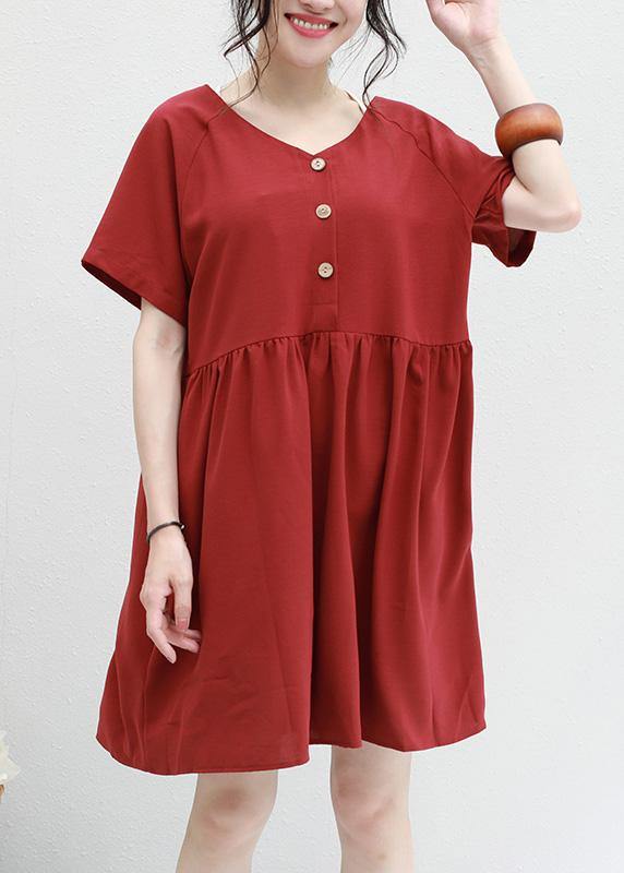 Chic red summer chiffon dresses v neck Plus Size two ways to wear Dress