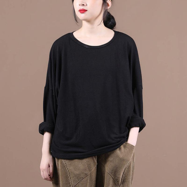 Simple o neck baggy fall clothes For Women Christmas Gifts black shirts