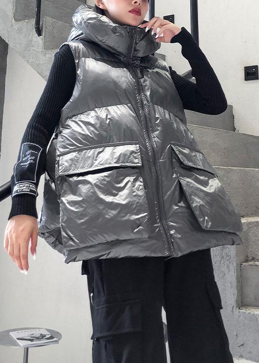 Luxury casual Jackets & Coats sleeveless winter coats silver thick winter women parka