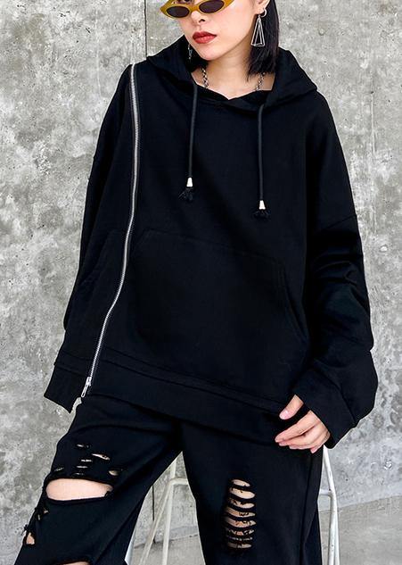 Natural hooded drawstring tunics for women Outfits black shirt