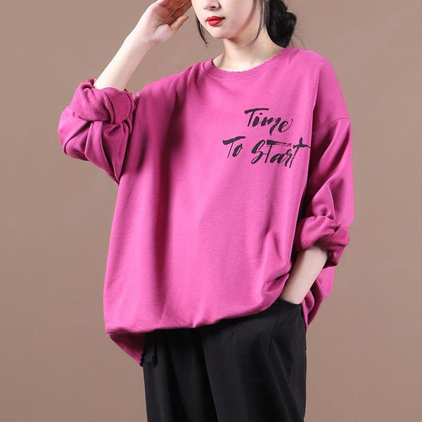 Classy rose Letter clothes For Women o neck baggy Plus Size Clothing fall blouse