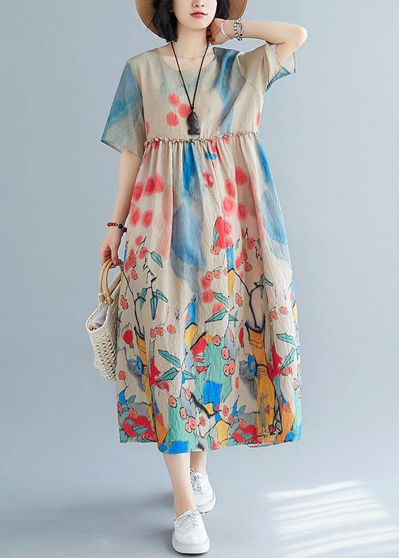 Plus size women's summer dress printed skirt dress