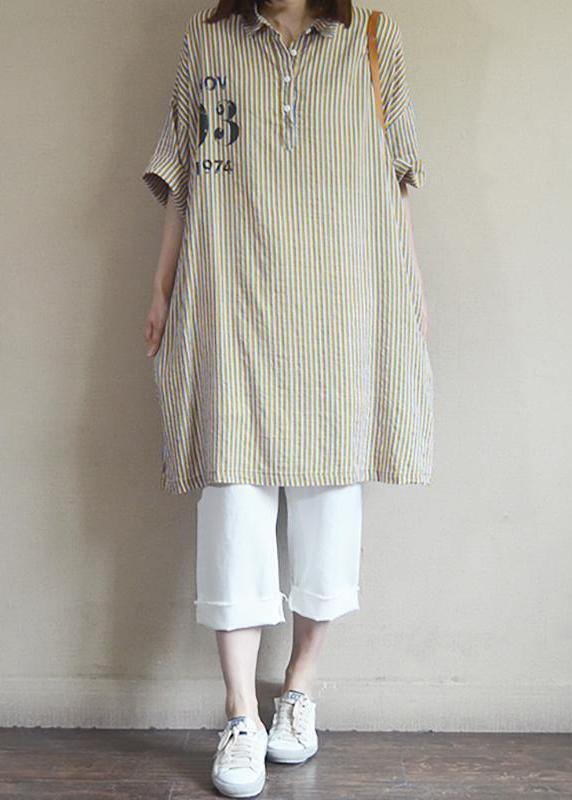 Elegant cotton clothes Korea Yellow Striped And Letter Printed Long Sleeve Shirt