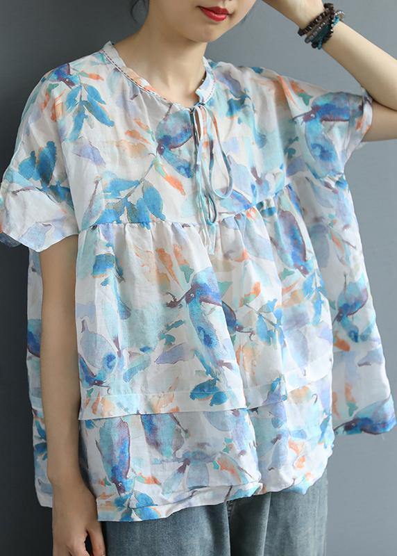 women cotton tunic top boutique Printed Casual Summer Lacing Breathable T-Shirt