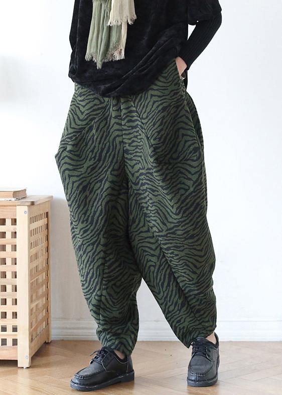 100% oversize green Jacquard Fabrics wide leg pants high waist