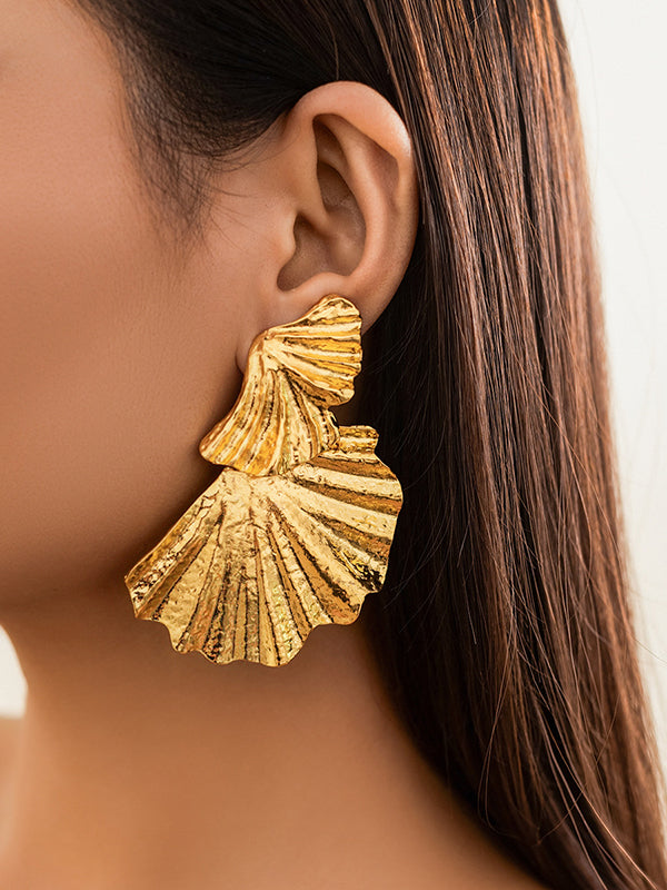 Geometric Leaves Shape Solid Color Drop Earrings