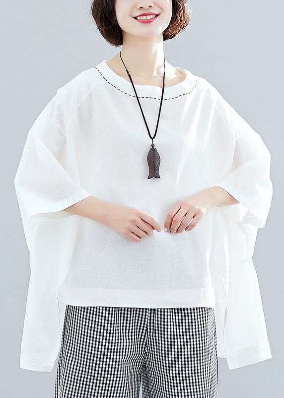 Women white cotton crane tops low high design oversized summer shirt