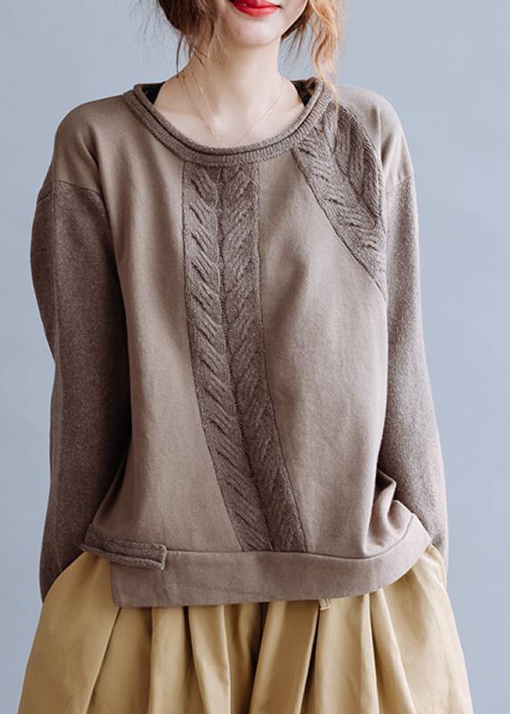 Pullover chocolate crane tops o neck casual sweaters