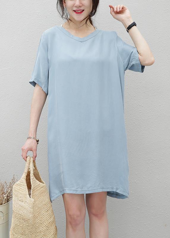 Women navy clothes For Women v neck side open loose Dresses