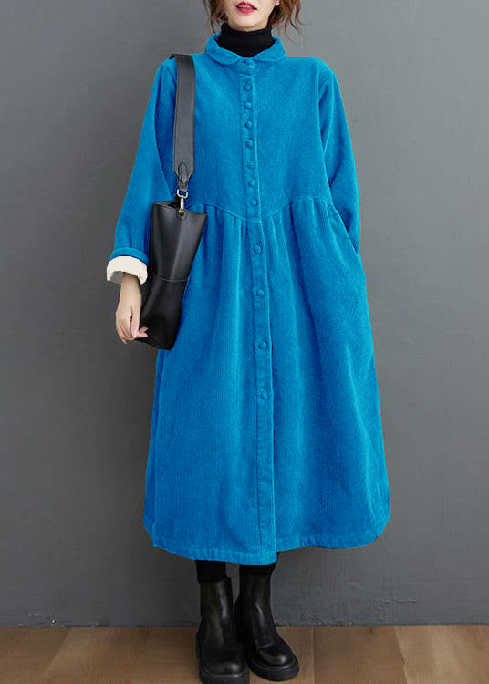 French light blue corduroy coats Inspiration thick Cinched women coats ( Limited Stock)