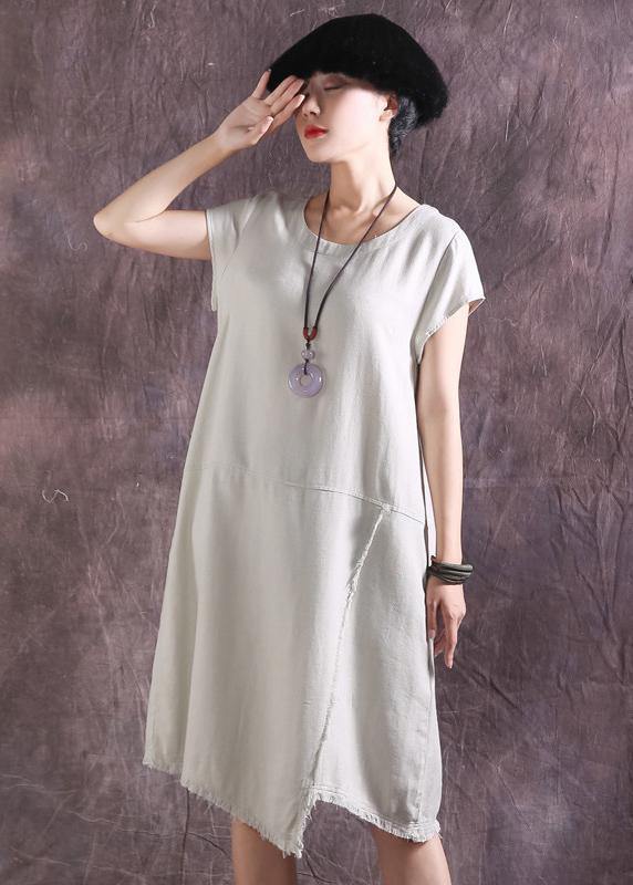 French asymmetric hem Cotton tunics for women design nude Dress summer