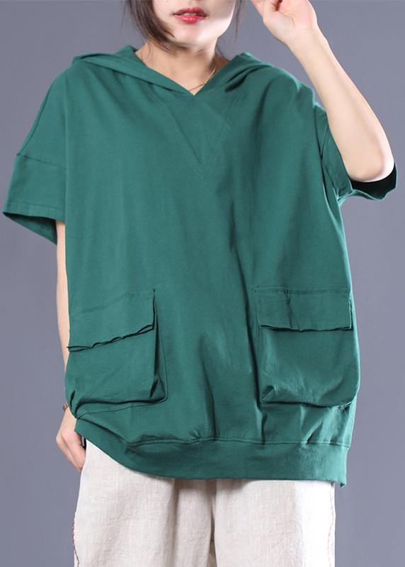 Women cotton linen tops women Vintage Cotton Solid Hooded Double Pockets Blouse