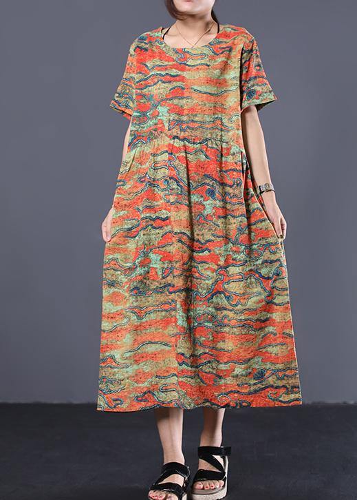 Women o neck linen dresses Fashion Ideas yellow prints Dresses summer