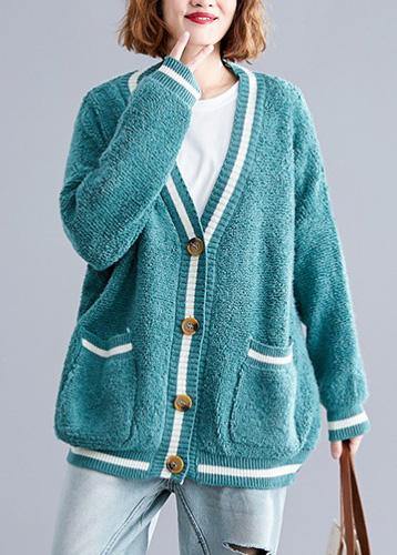 For Spring warm sweaters casual green v neck fall knitted cardigans