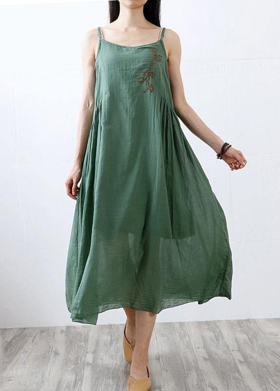 Handmade cotton outfit Metropolitan Museum Cotton Linen Round Neck Asymmetrical Slip Dress