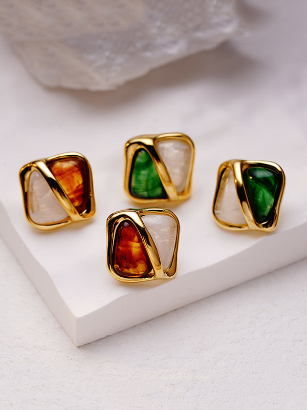 Contrast Color Geometric Earrings Accessories