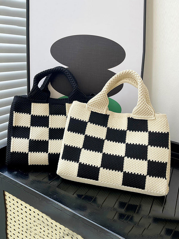 Checkerboard Crossbody Bags Woven Handbag