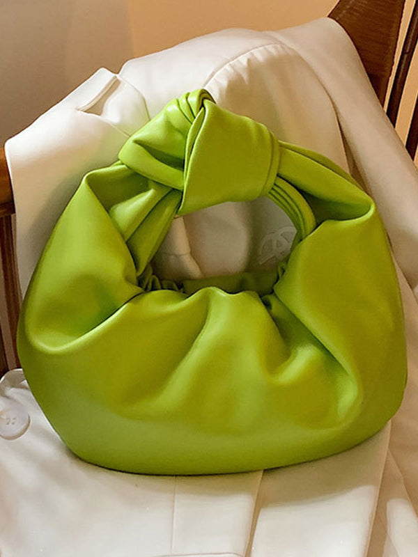 Bowknot Pleated Solid Color Handbags Accessories