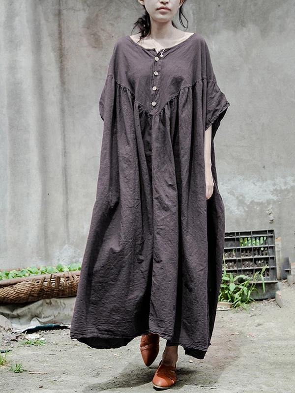 Bohemian gray cotton tunic pattern o neck baggy Kaftan Dresses