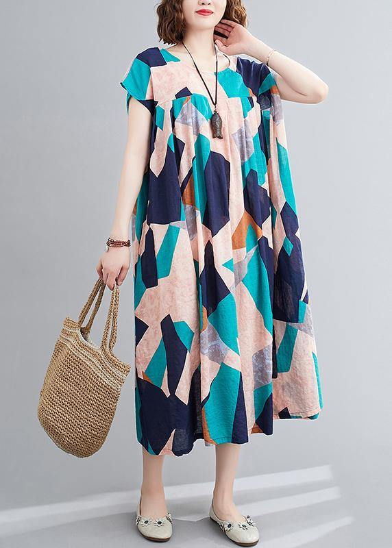 Elegant o neck Cinched summer outfit Photography blue Geometric Dress