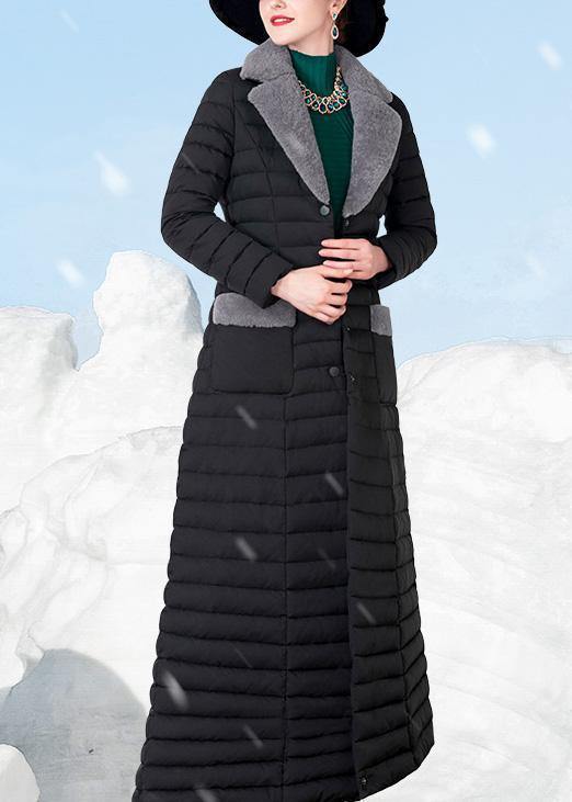 New oversize down jacket lapel collar overcoat black  warm winter coat