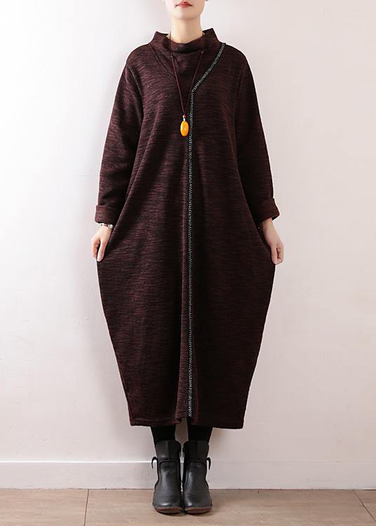 Cozy high neck Sweater dress outfit Re fashion chocolate baggy knit fall