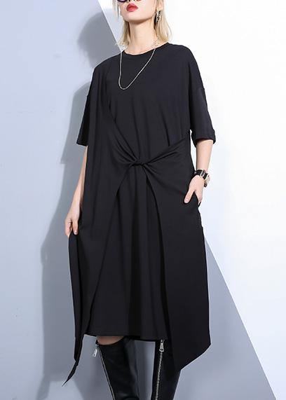 DIY black cotton clothes For Women asymmetric long summer Dresses