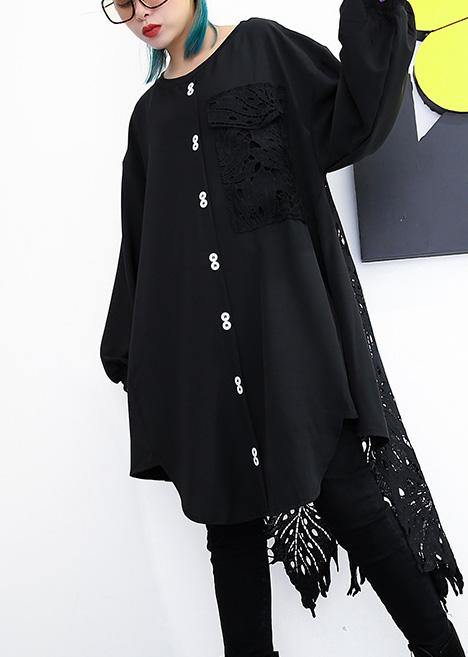 Elegant o neck European Cotton patchwork lace dresses Wardrobes black Dress summer