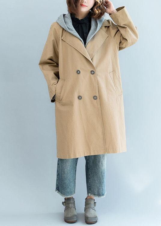 Natural khaki fine trench coat Sleeve double breast fall jackets