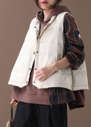 Warm beige Parkas trendy plus size snow jackets winter stand collar sleeveless outwear
