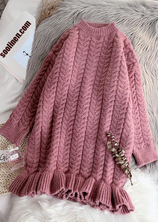 Cute pink Sweater weather Refashion o neck thick Ugly fall sweater dress