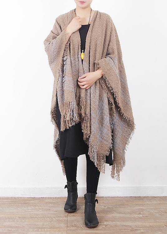 fall winter gray blue striped scarf oversize women rectangle shawl