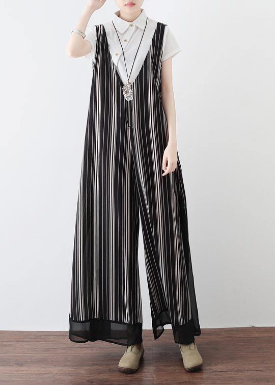 New striped women's chiffon sling wide leg jumpsuit