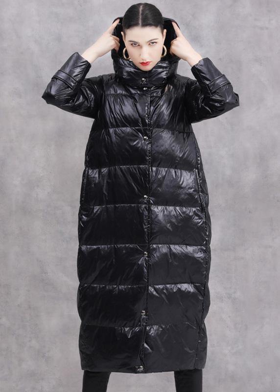 2019 black duck down coat oversize hooded down jacket zippered Fine coats