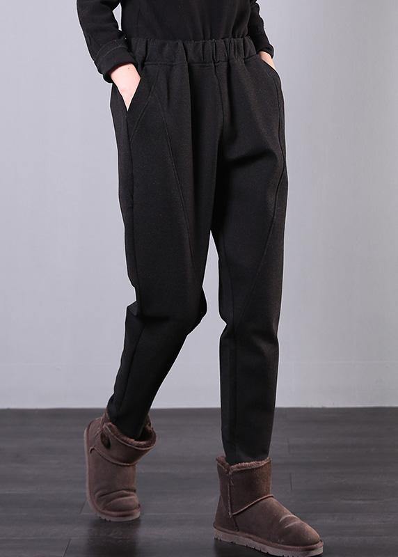 100% elastic waist pant oversized black gray Shape pockets pant