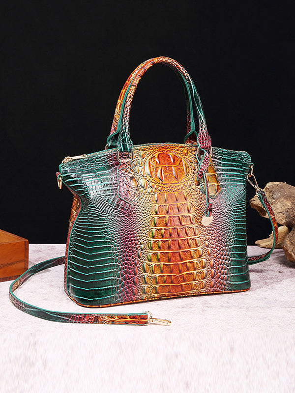 Alligator Print Pleated Split-Joint Bags Handbags