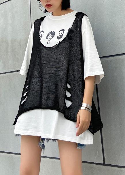 diy o neck Hole summer clothes For Women Wardrobes black tops