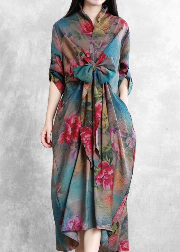 Women v neck asymmetric clothes Tunic Tops floral Dresses