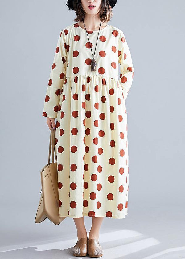 Organic dotted cotton tunics for women Shirts nude cotton robes Dress fall