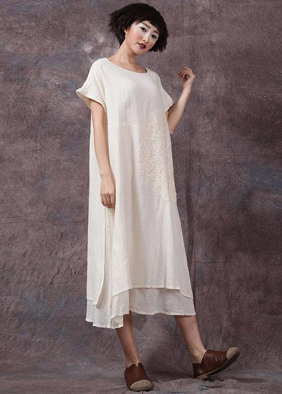 DIY layered cotton clothes For Women Catwalk white side open Dress summer