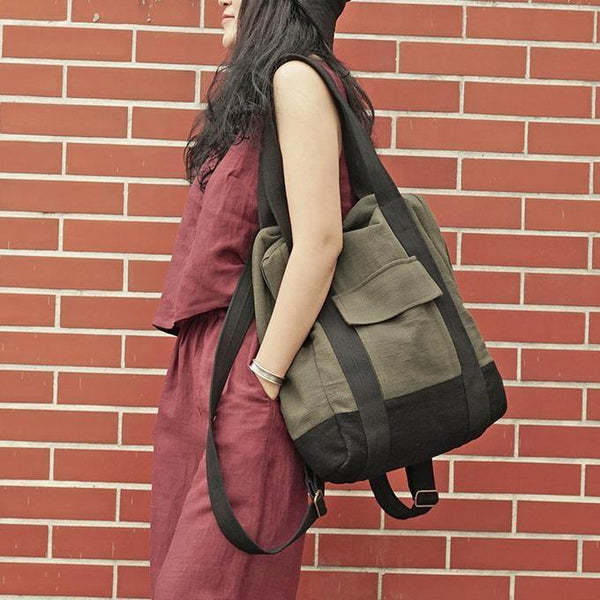 Original stitching single shoulder backpack dual-use canvas bag big bag