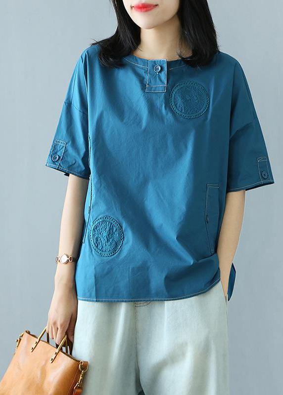 Style clothes For Women Pakistani Summer Cotton Solid Buttons Half Sleeve T-shirt